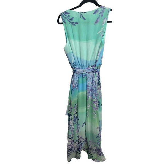 Christopher & Banks Dress Size Medium Lined Floral New Sleeveless New Blue Green - Picture 10 of 10